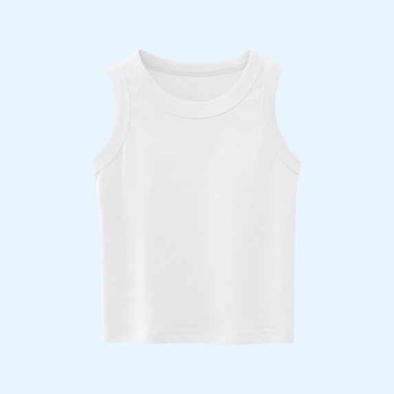 Freshbabe Kids Basic Solid Tank Tops, Sleeveless Crew Neck Undershirts, Breathable Summer Tops for Boys & Girls, 4th Of July
