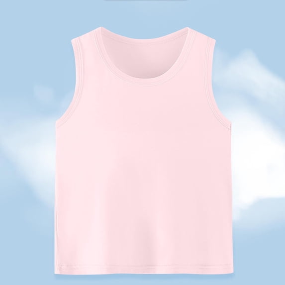 Freshbabe Kids Basic Solid Tank Tops, Sleeveless Crew Neck Undershirts, Breathable Summer Tops for Boys & Girls, 4th Of July