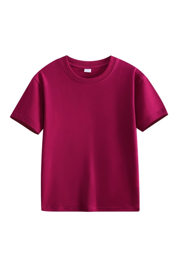 Kids Boys Girls Solid Color Crew Neck Short Sleeve T-Shirts, Basic Plain Tees Multipack For Kids Daily Wear, Back To School and Layering