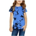 thumbnail image 1 of Freshbabe Kids Girls Ombre Gradient Crew Neck Short Sleeve T-Shirt, Casual Solid Color Gradient Tee For Summer Daily Wear and Back To School, 1 of 5