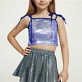thumbnail image 1 of Freshbabe Kids Girls Sparkly Crop Tank Top, Tie Shoulder Sleeveless Cami, Shiny Dance Recital Tank Top for Parties and Performances,Size4-14, 1 of 5