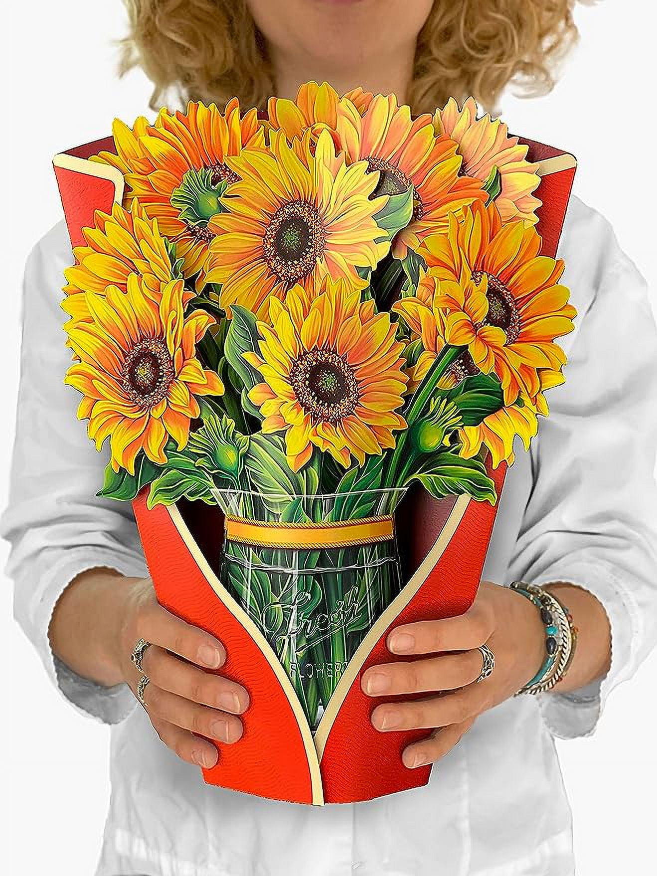 Freshcut Paper Pop Up Cards, Sunflowers, 12 inch Life Sized Forever