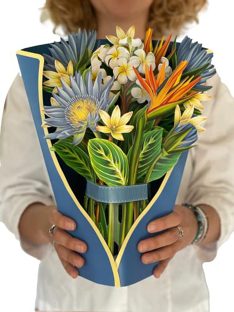 Freshcut Paper Pop Up Cards, Tropical Bloom, 12 inch Life Sized Forever Flower Bouquet 3D Popup