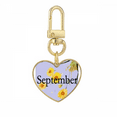 thumbnail image 1 of Freshed Daisy September Design Pattern Gold Heart Keychain Metal Keyring Holder, 1 of 3