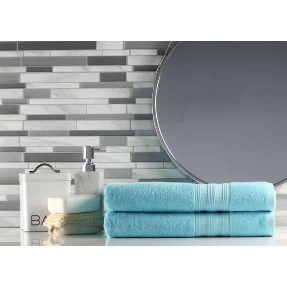 Freshee 2-Piece Bath Towel Set, Solid Aqua - Featuring Intellifresh Antimicrobial Technology