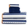 thumbnail image 1 of Freshee 8-Piece Bath Set, Navy Stripe/Navy Solid - Featuring Intellifresh Antimicrobial Technology, 1 of 6