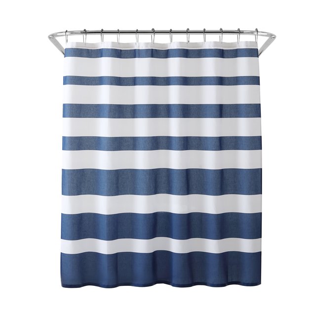 Freshee Shower Curtain Navy/White Stripe