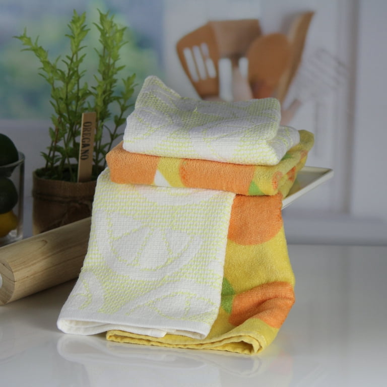Freshee with Intellifresh Technology 4 Pack Kitchen Towel Set Yellow Sculpted Print Walmart