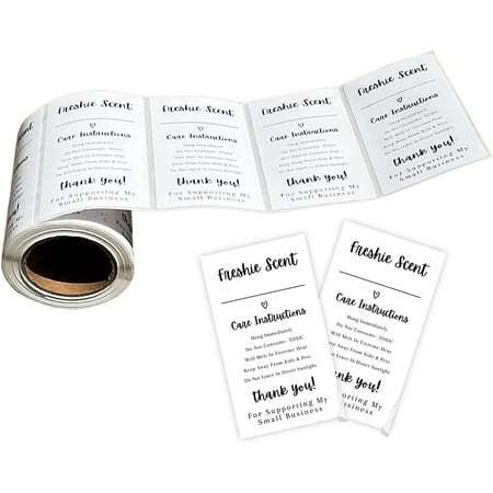 Freshie Care Instruction Sticker with write in Scent line 200 per roll 2 x 3.5 Minimalist White Black Supplies Freshie maker for Silicone Mold Unscented beads craft Aroma Oil Resistant Label Card