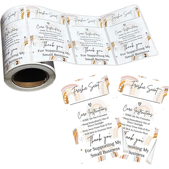 Freshie Warning Care Instruction Card Stickers  200 Sticker Roll  2x3.5 Write in Your Scent Line Rainbow Modern Minimalist Bead Molds Aroma Oil Freshie Silicone Its Getting Hot Labels Thank You