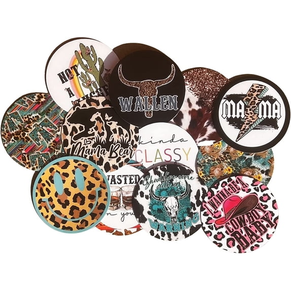 Random Freshie Lashicorn Freshie Western Cardstock Cutouts, 3 Inch Rounds, 12 Pack ...