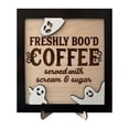 thumbnail image 1 of Freshly Boo’d Coffee Halloween Wooden Sign Decor – Funny Ghost Coffee Bar Sign with Stand – Cute Kitchen Countertop Decoration for Home, Office, Café, Party Tabletop Display, 1 of 6