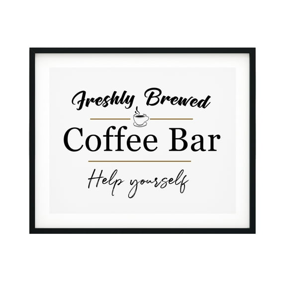 Freshly Brewed Coffee Bar Help Yourself 8 x 10 UNFRAMED Print Coffee Bar Decor Wall Art
