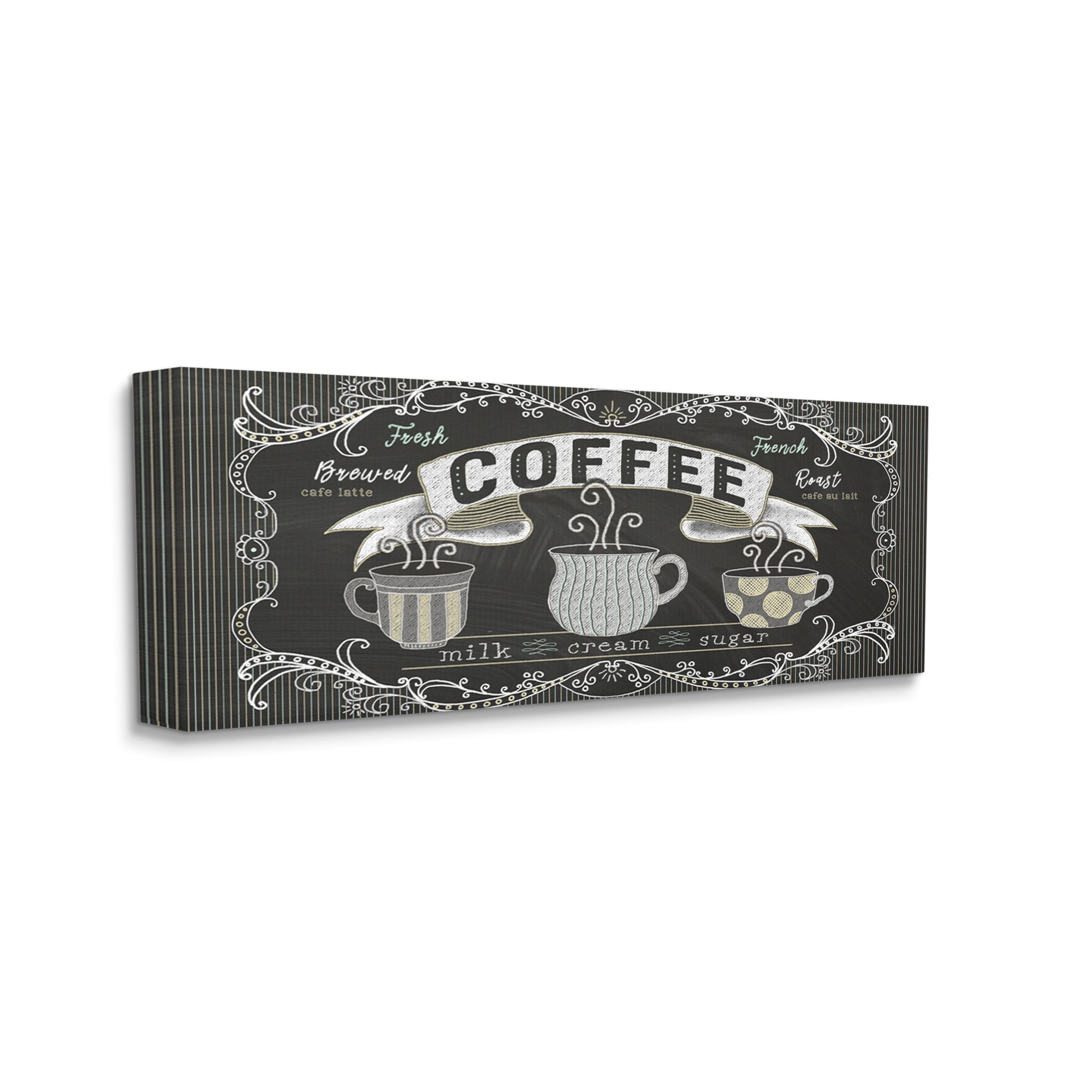 Stupell Industries Freshly Brewed Coffee Sign Parisian Pattern,20 x 48,Designed by Andi Metz