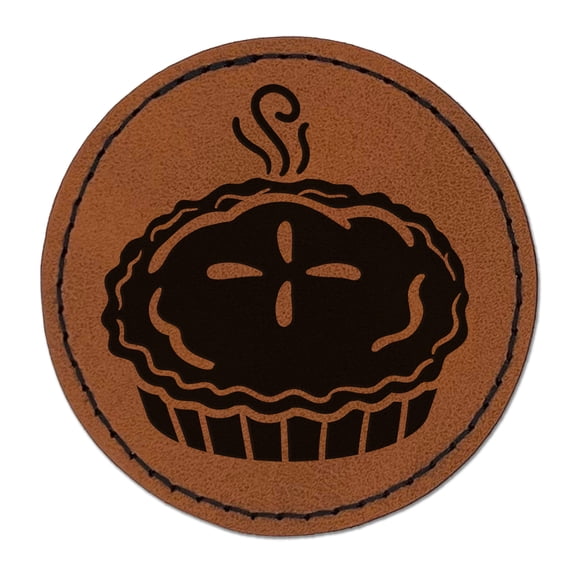 Freshly Made Apple Pie Fall 2.5" Faux Leather Round Engraved Iron-On Patch - Brown