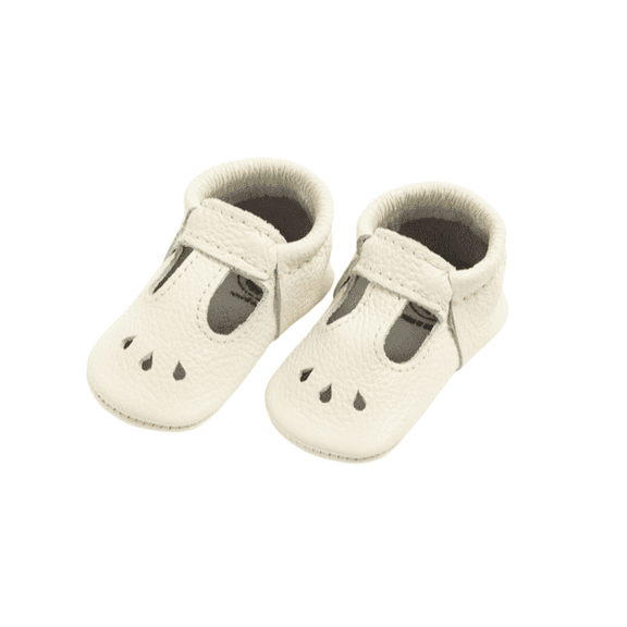 Freshly Picked First Pair Blanc Mary Jane Moccasin Baby Shoe Size 3