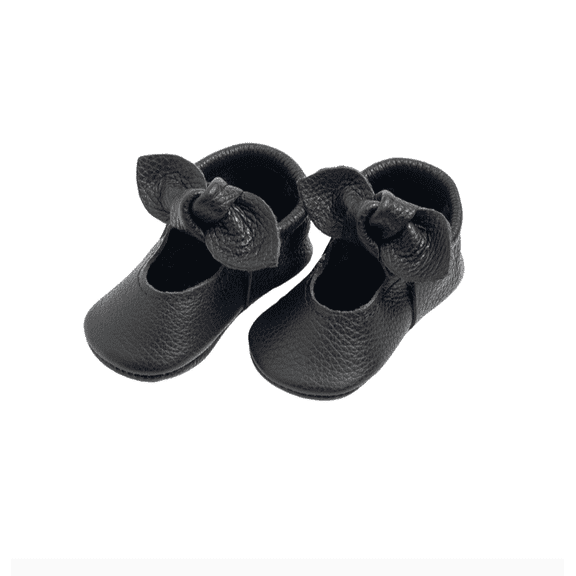 Freshly Picked First Pair Carbon Knotted Bow Moccasin Baby Shoe Size `2