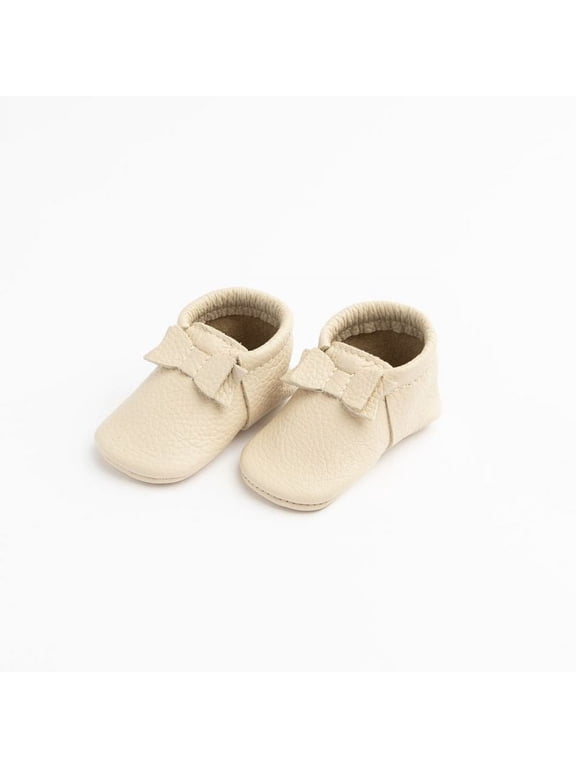 First Pair Cream Bow Moccasin Baby Shoe Size 2