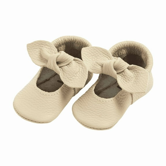 Freshly Picked First Pair Cream Knotted Bow Moccasin Baby Shoe Newborn