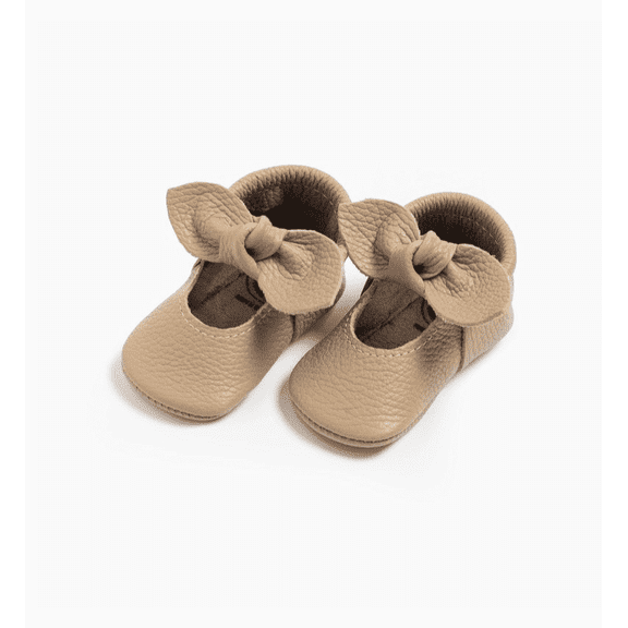 Freshly Picked First Pair Toast Knotted Bow Moccasin Baby Shoe Size 1