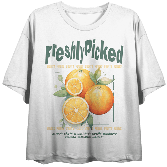 Freshly Picked Oranges Crew Neck Short Sleeve Tofu Women's Crop Top-XXL