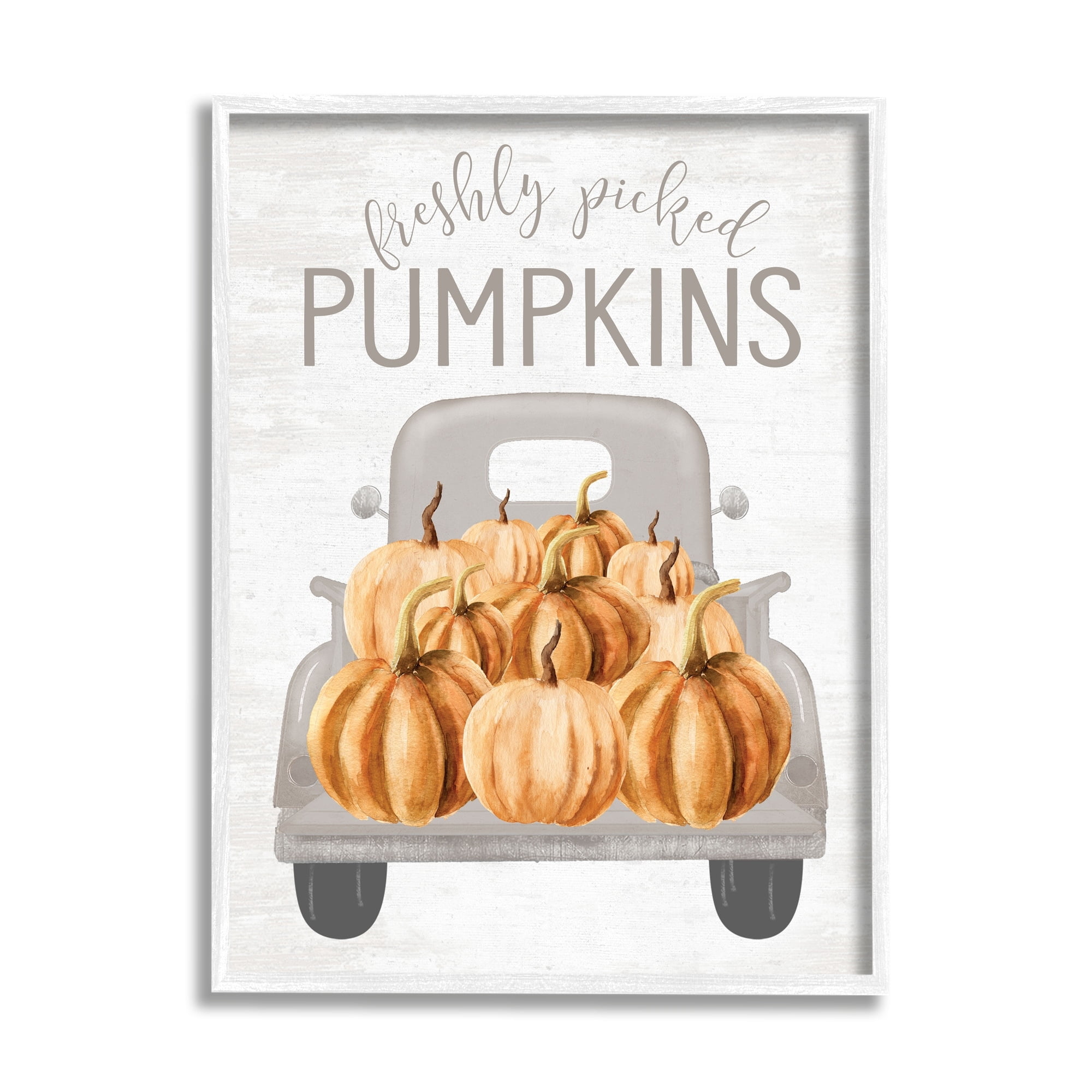 Freshly Picked Pumpkins Rustic Harvest Signage Truck Transportation Graphic Art Framed Art Print Wall Art