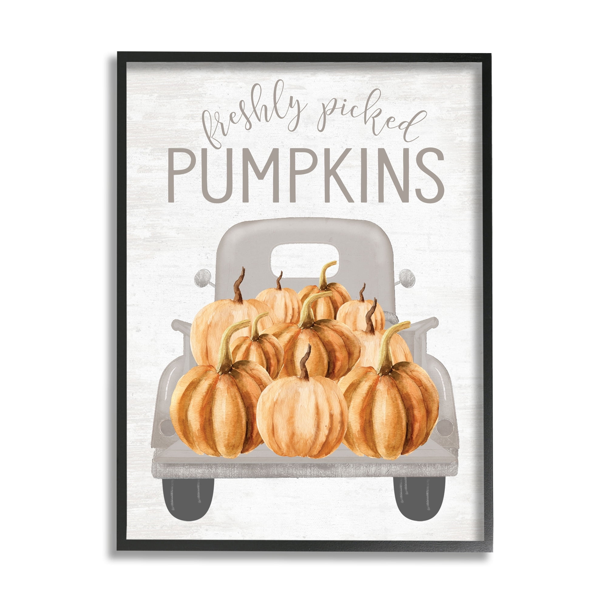 Freshly Picked Pumpkins Rustic Harvest Signage Truck Transportation Graphic Art Framed Art Print Wall Art