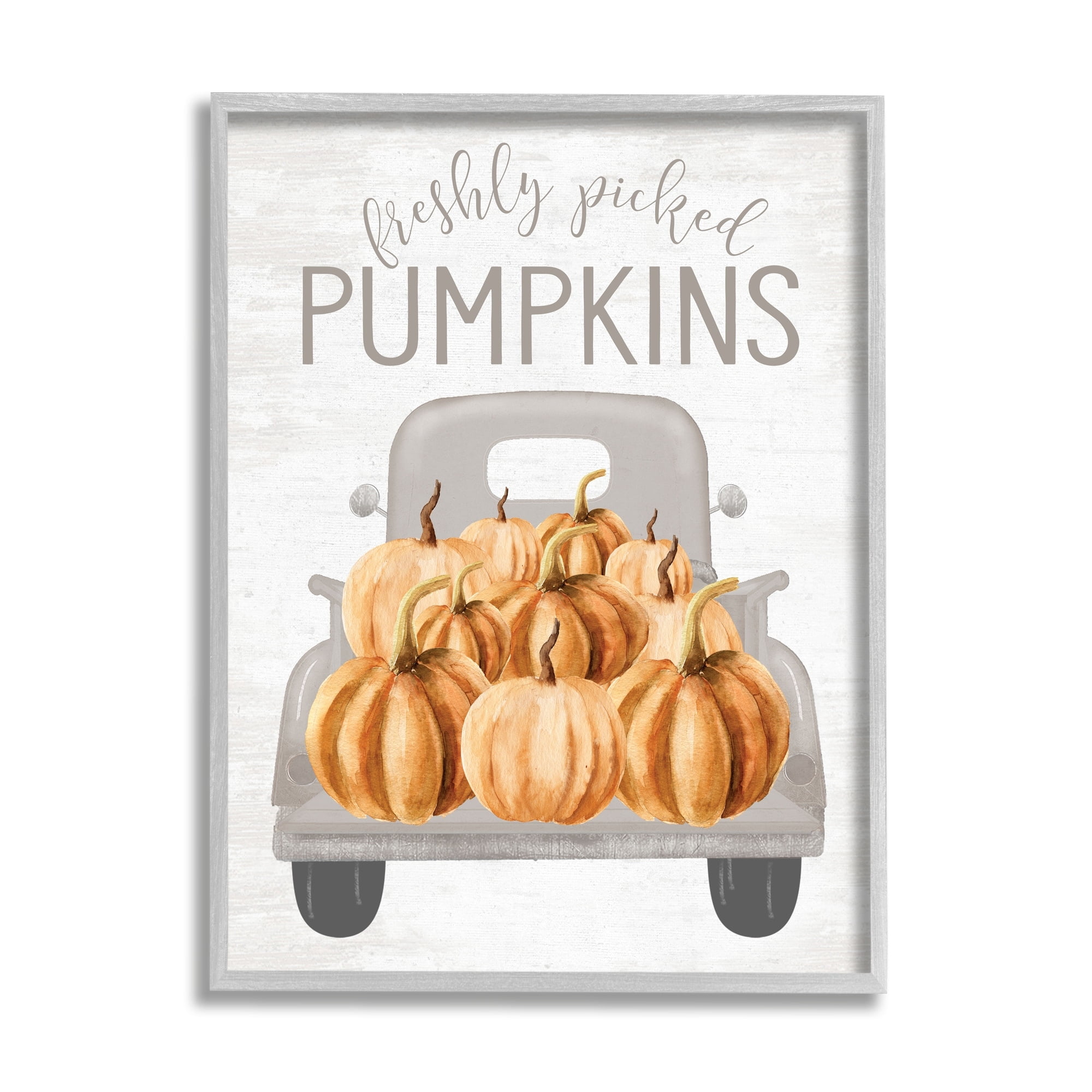 Freshly Picked Pumpkins Rustic Harvest Signage Truck Transportation Graphic Art Framed Art Print Wall Art