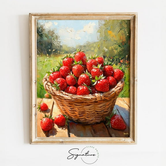 Of Freshly Picked Strawberries, Rustic Farmhouse Kitchen Wall Art, Earthy Fruit Decor, Vintage Style Poster Home Decor UNFRAMED Poster, Wall Art for Decor, Present, 12x18