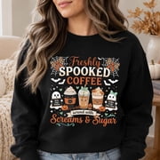 Freshly Spooked Coffee Sweatshirt, Halloween Women Sweatshirt