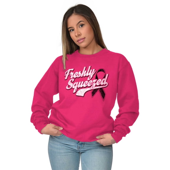 Freshly Squeezed Breast Cancer Aware Women Crewneck Sweatshirt Brisco Brands S