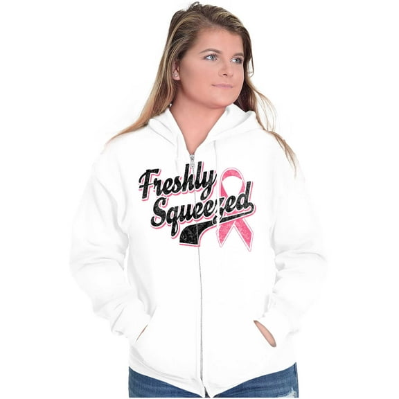 Freshly Squeezed Breast Cancer Aware Zip Hoodie Sweatshirt Women Brisco Brands M