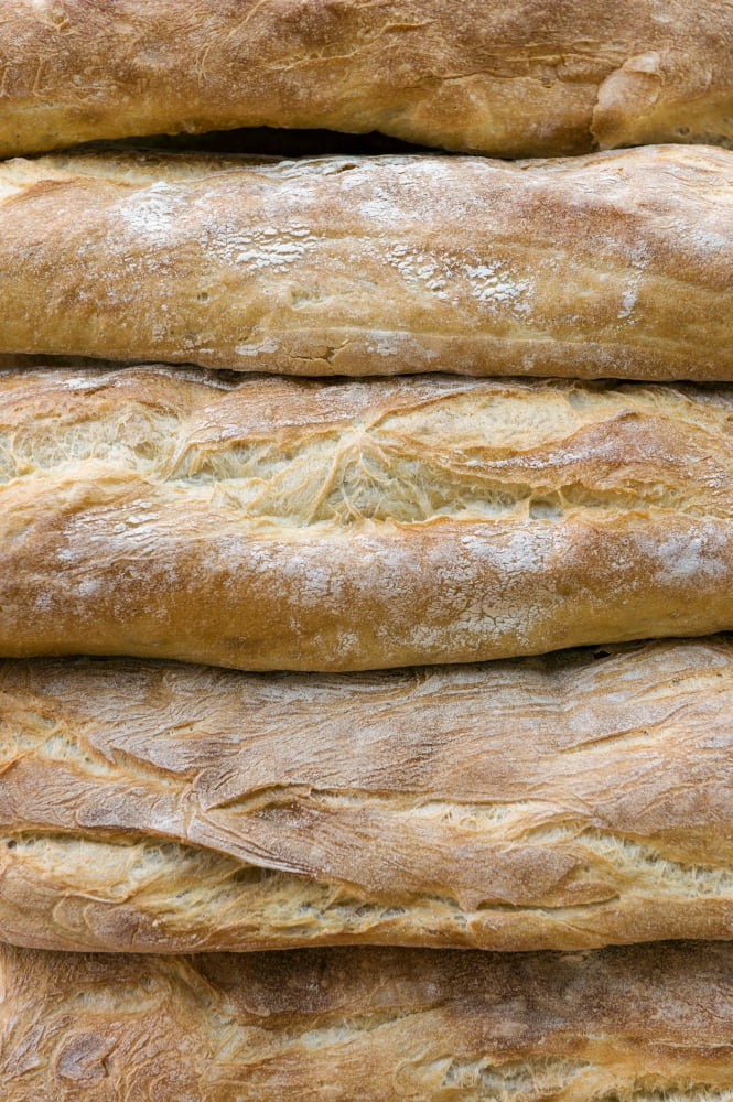 Freshly baked baguettes for sale in a farmers market Canvas Art - Panoramic Images (18 x 24)