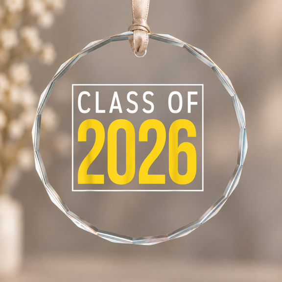 Freshman Class Of Theme Ornament, Keepsake Decor, Circle Glass Ornament
