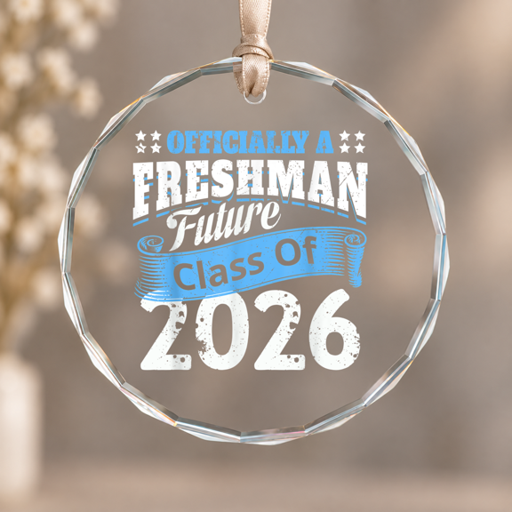 Freshman Class Theme Ornament, Room Decoration, Circle Glass Ornament