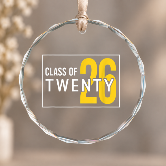 Freshman Class of Theme Ornament, Keepsake Decor, Circle Glass Ornament