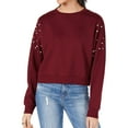 thumbnail image 1 of Freshman Womens Pearl Shoulder Sweatshirt, Purple, X-Small, 1 of 2