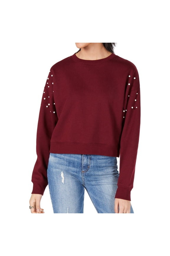 Womens Pearl Shoulder Sweatshirt, Purple, X-Small