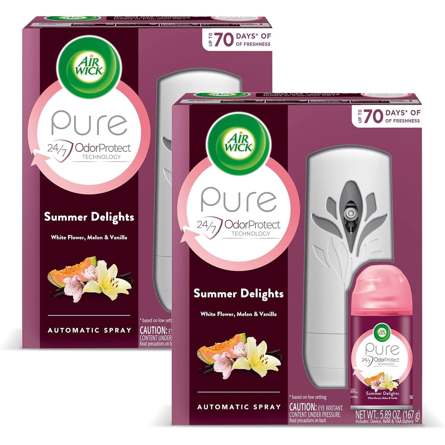 Freshmatic Automatic Spray Kit (Gadget + Refill), Summer Delights, Air Freshener (Pack of 2)