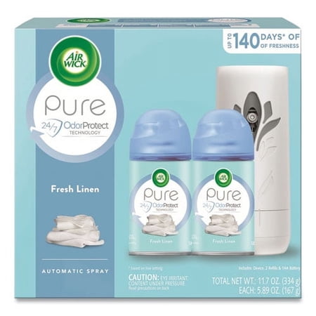 Freshmatic Ultra Automatic Pure Starter Kit, 3.19 x 8.44 x 7.75, White/Gray, Fresh Linen, 4/Carton | Bundle of 2 Cartons