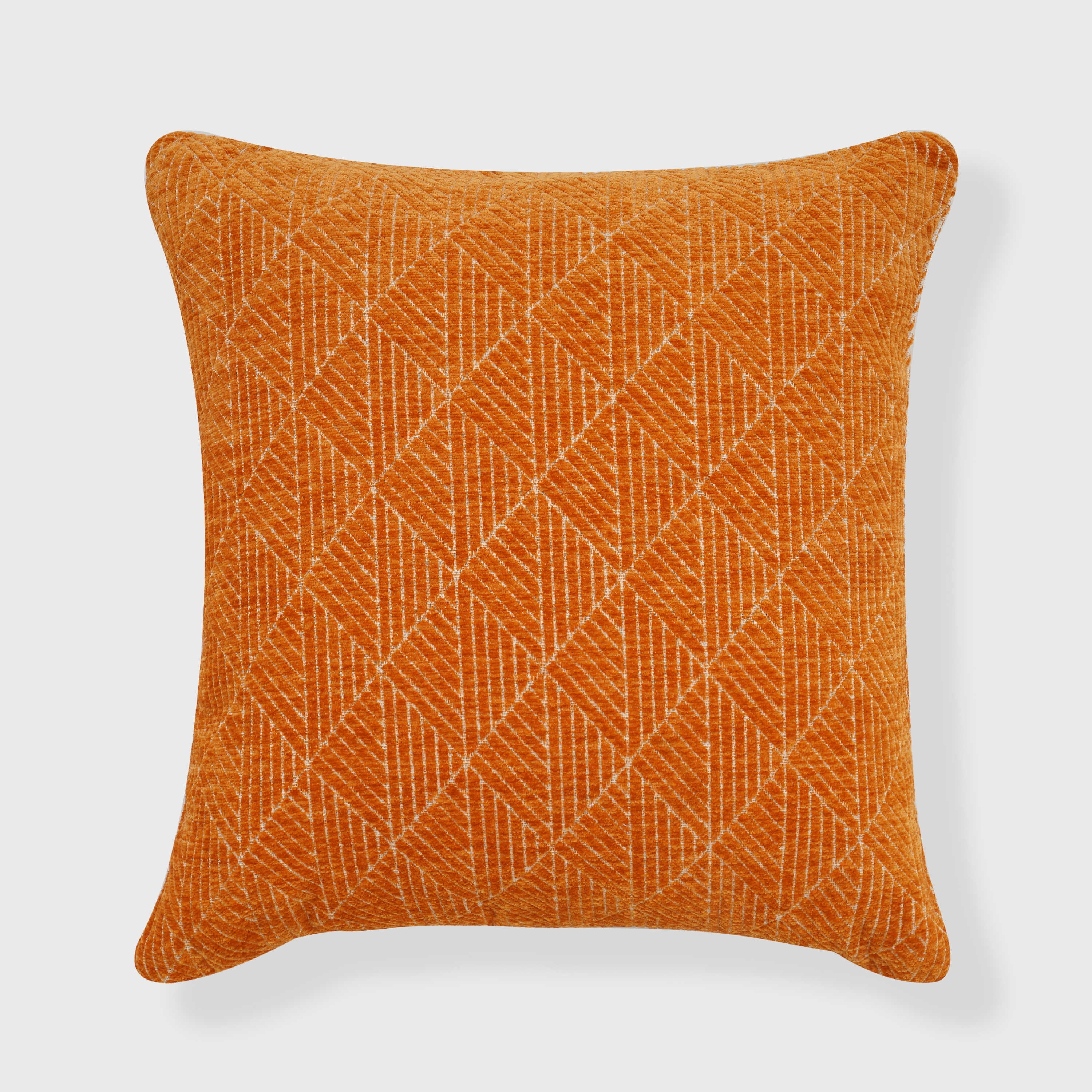 Bronze Orange Geometric Chenille Square Throw Pillow 18" x 18"