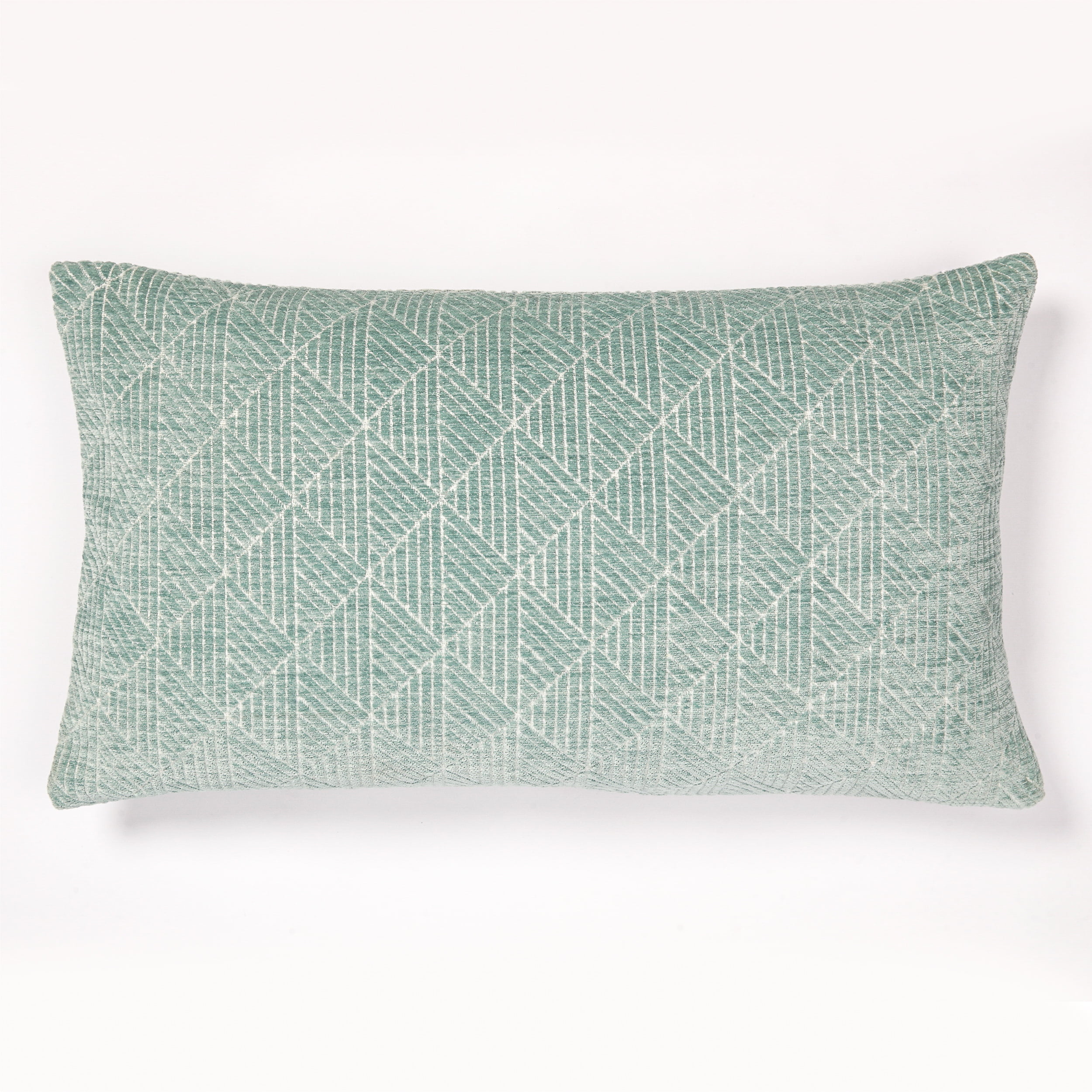 Freshmint Logan 24" x 14" Blue Surf Geometric Chenille Pillow