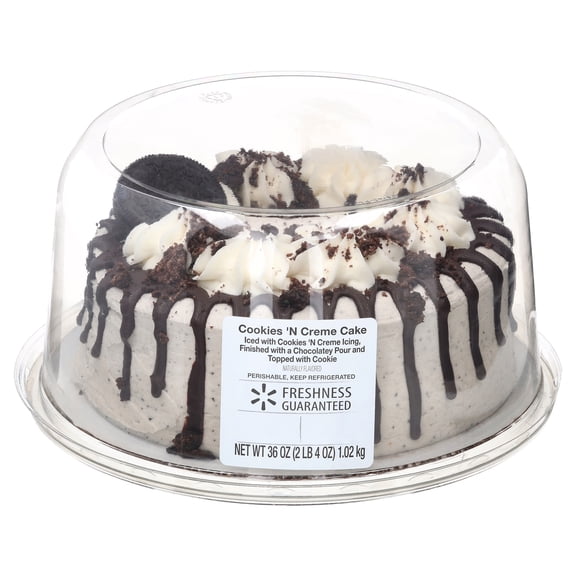 Freshness Guaranteed 7-Inch Round Cookies 'n Creme Cake, 36 oz (Regular, Tray, Refrigerate, Cookies n Creme Cake)