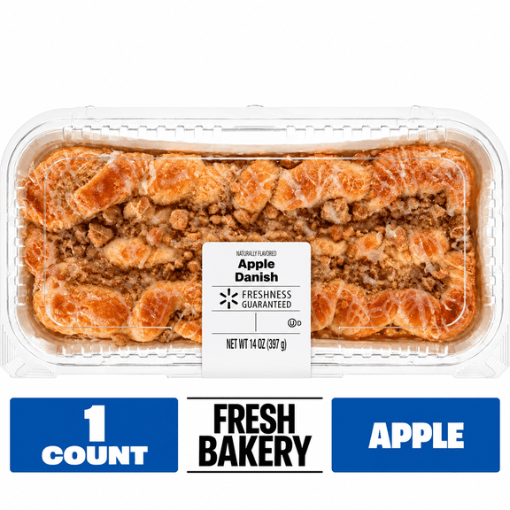 Freshness Guaranteed Apple Danish Pastry, 14 oz Clamshell, 8 Servings (Shelf Stable, Ambient)