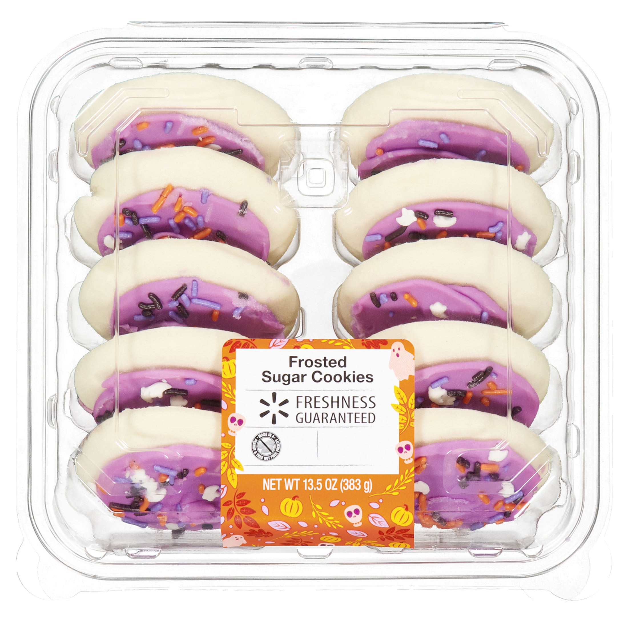 Freshness Guaranteed Halloween Purple Boo Frosted Sugar Cookies, 13.5 oz, 10 Count