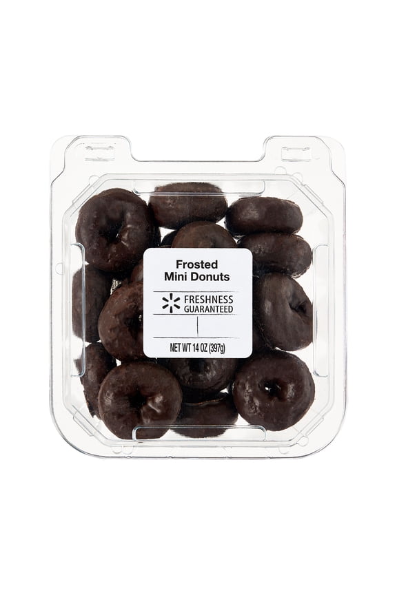 Chocolate Frosted Mini Donuts, Bakery Clamshell, 14 oz