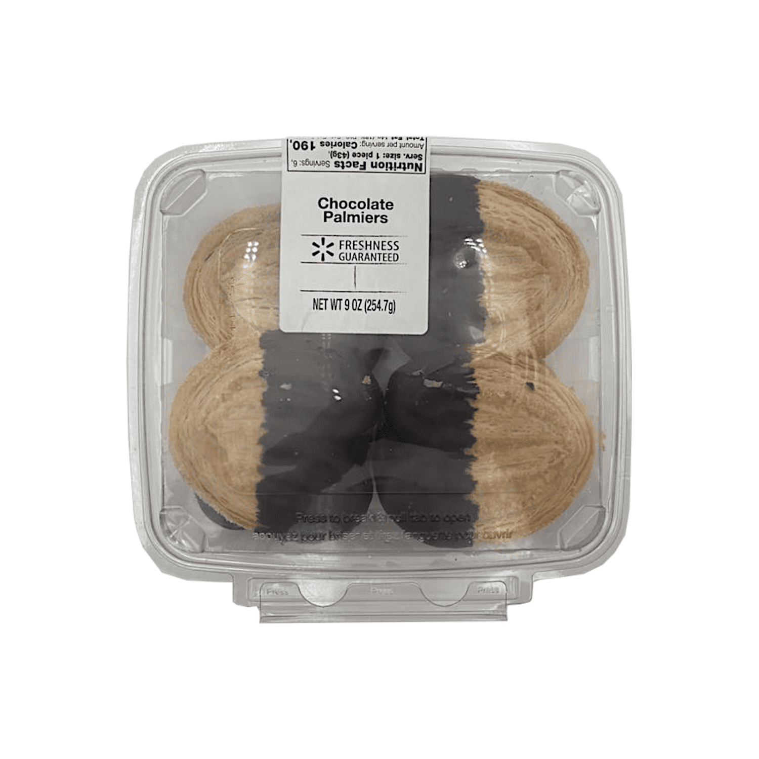 Freshness Guaranteed Chocolate Palmier Cookies, 9 oz, 6 Count (Shelf-Stable)