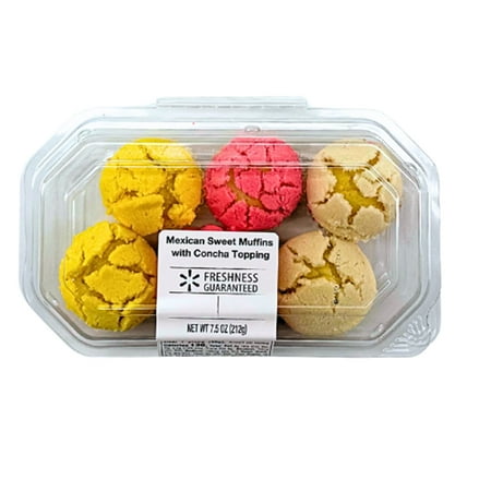 Freshness Guaranteed Sweet Mexican Muffins with Concha Topping, 7.5 oz, 6 Count (Shelf-Shelf Stable)