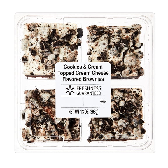 Freshness Guaranteed Cookies & Cream Topped Cream Cheese Brownies, 13 oz, 4 Count (Clamshell)