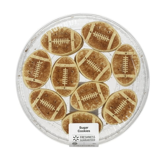 Freshness Guaranteed, Rotary Tray, Footballs, Baked, Sugar Cookies, Ready to Eat, 27.2 oz